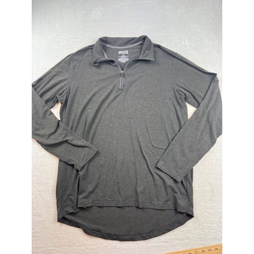 Duluth Trading Co Mens XL Gray Merino Wool Blend Quarter Zip Pullover Sweater